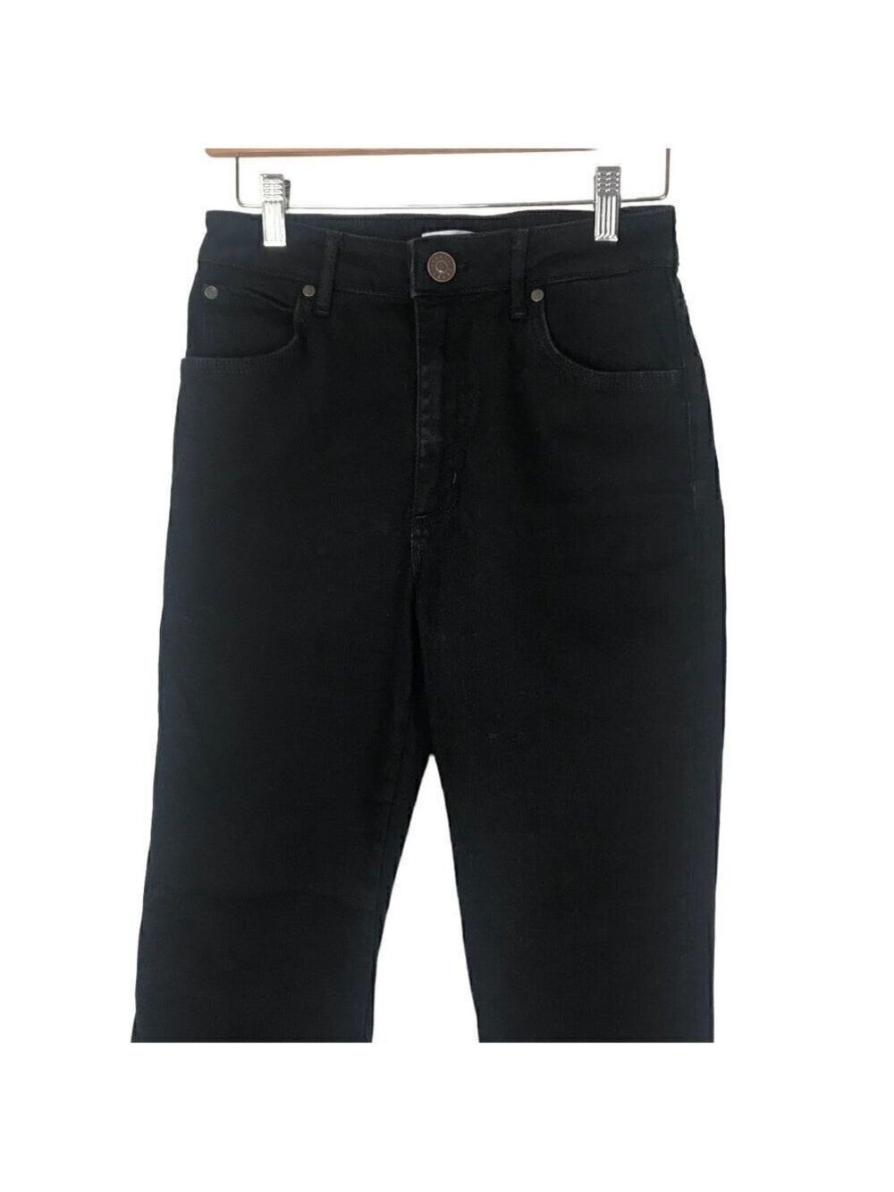 Sandro Paris Tori Flared Lace Inset High Rise Raw Hem Jeans Size 38 (M /6-8) - Picture 4 of 10